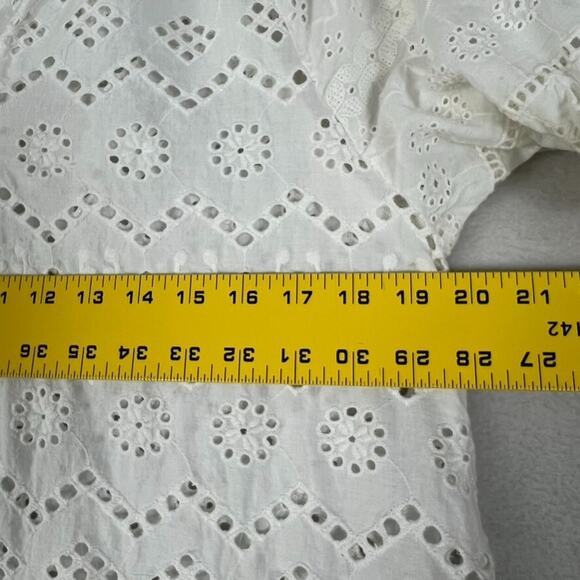 Reba Dress Womens L White Eyelet Paradise V-Neck Ruffle Midi Cotton Unlined - Picture 6 of 7